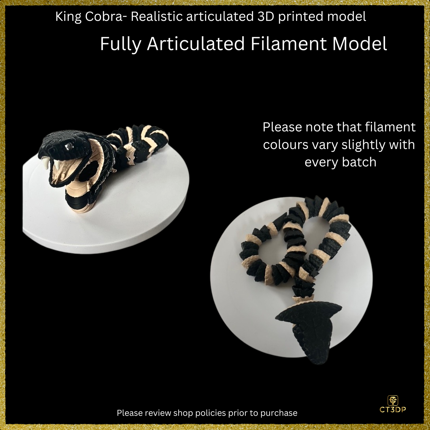 Realistic Filament King Cobra Snake