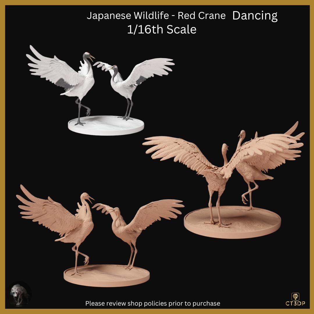 Japanese Wildlife collection- Red Crane-Japanese-Red Crane-Art-wildlife