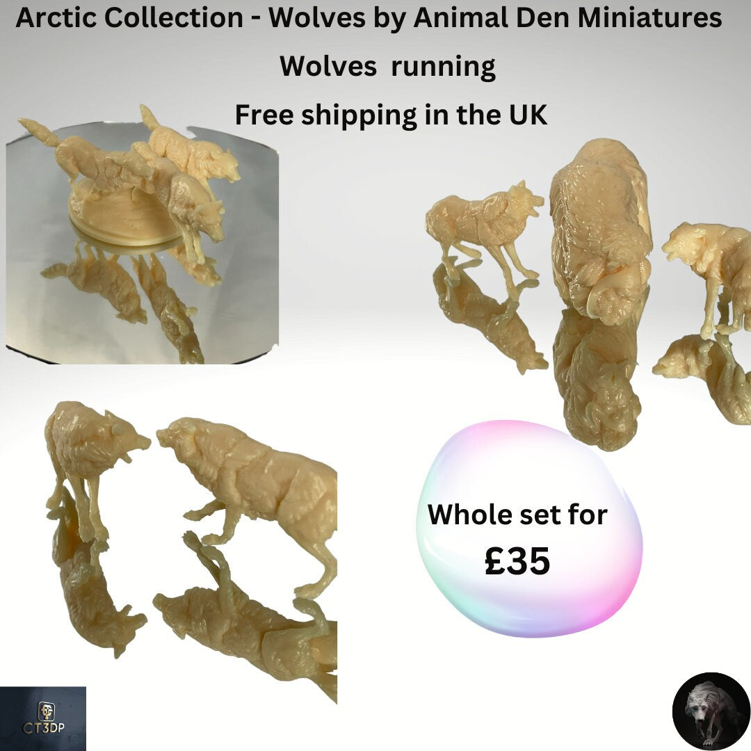 Fighting Wolves Miniature: Arctic Collection, 1/32 Scale
