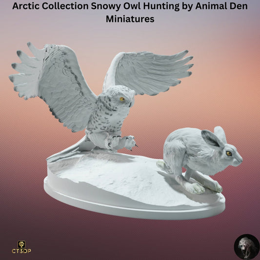 Snowy Owl Hunting Miniature: Arctic Collection, Animal Den Miniatures