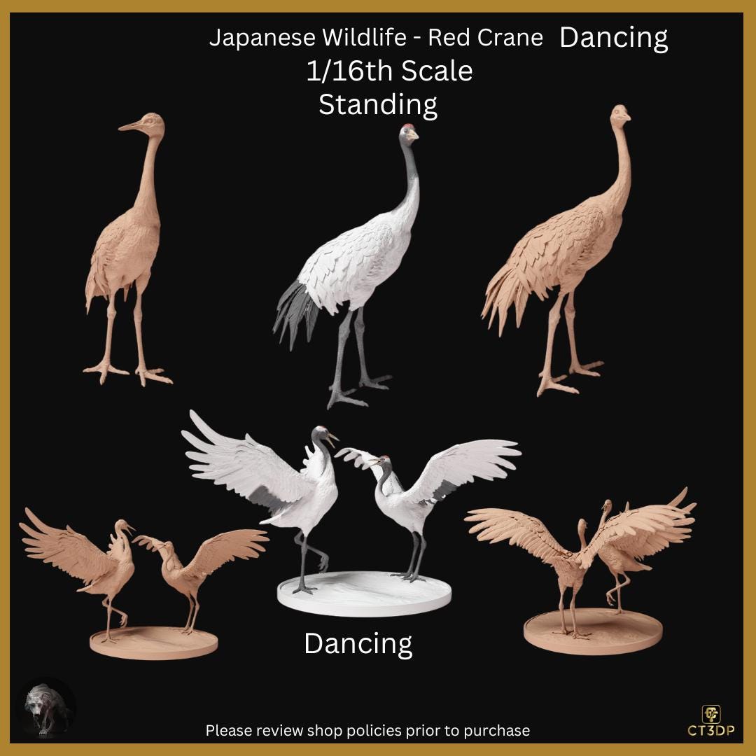 Japanese Wildlife collection- Red Crane-Japanese-Red Crane-Art-wildlife