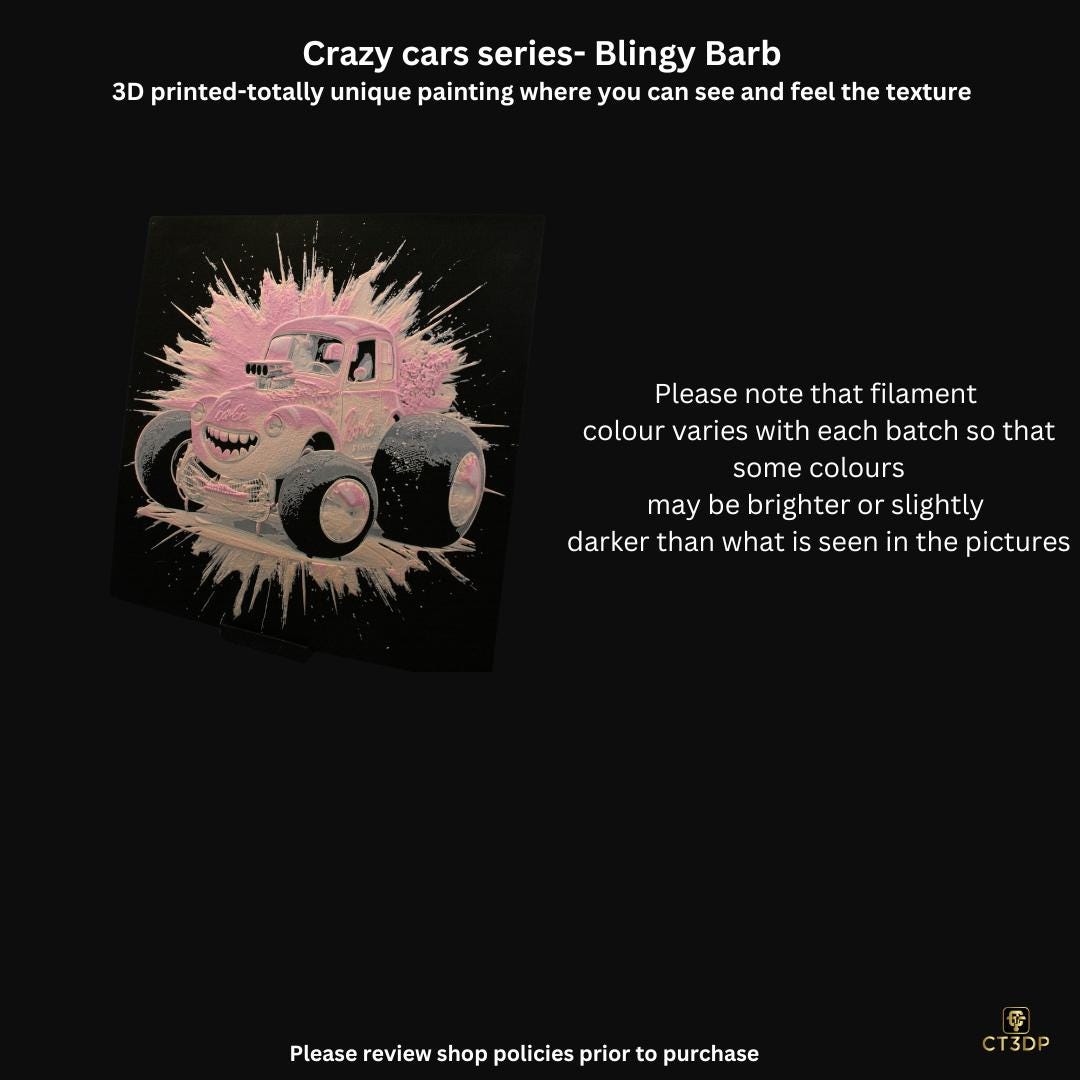 Crazy Cars - Here is Bling Barb-Super cool 3D printed picture of yet another iconic car