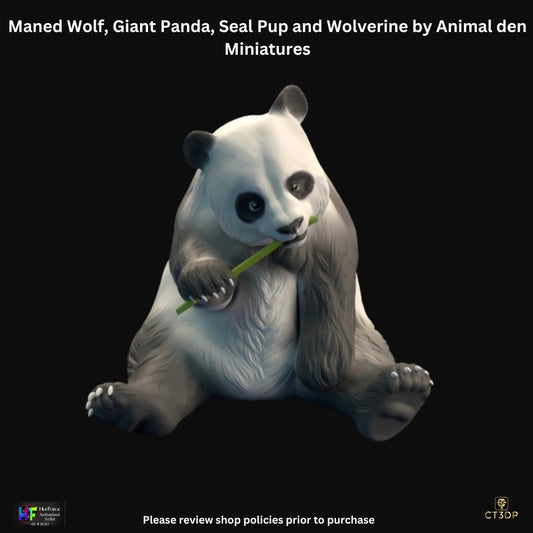 Animal Den Miniatures: Maned Wolf, Panda, Seal Pup, Wolverine