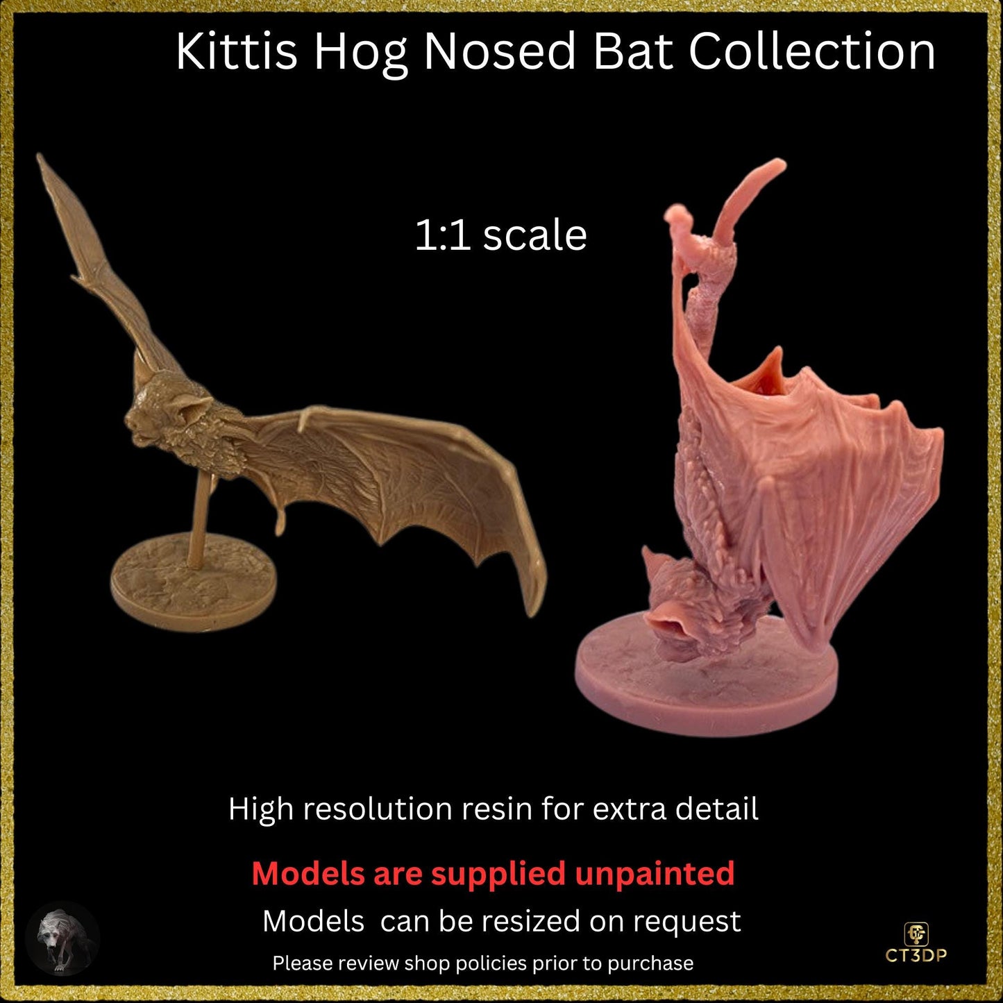 Kittis Hog-Nosed Bat Life-Sized 3D Resin Print