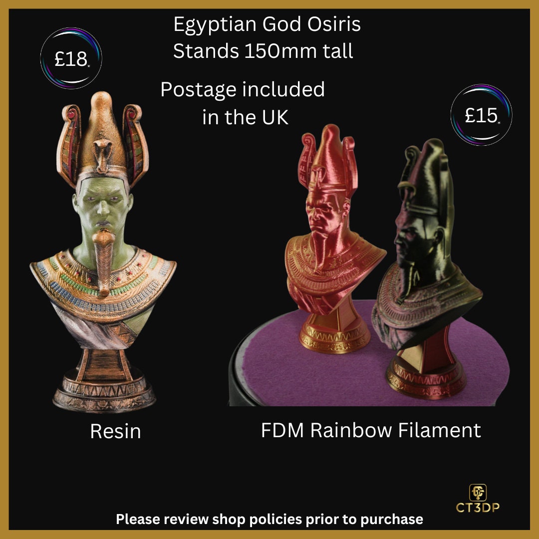 Osiris Bust: Egyptian God Model, Detailed Resin or FDM Print