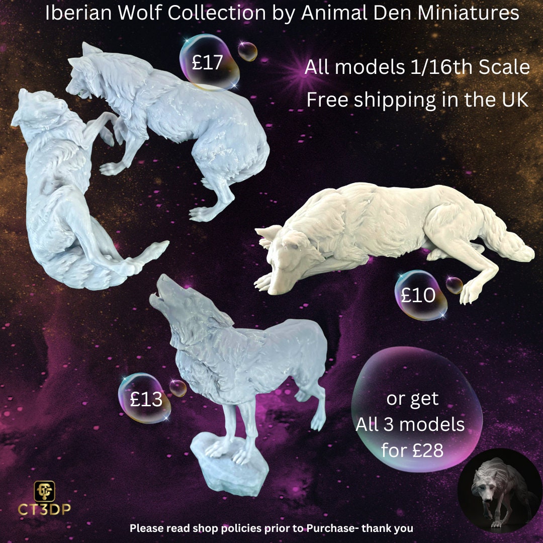 Iberian Wolf Miniature: 1/16th Scale Animal Den Collection