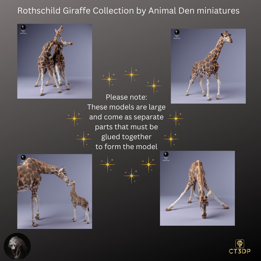 3D Giraffe Miniature Collection: African Animal Den Models