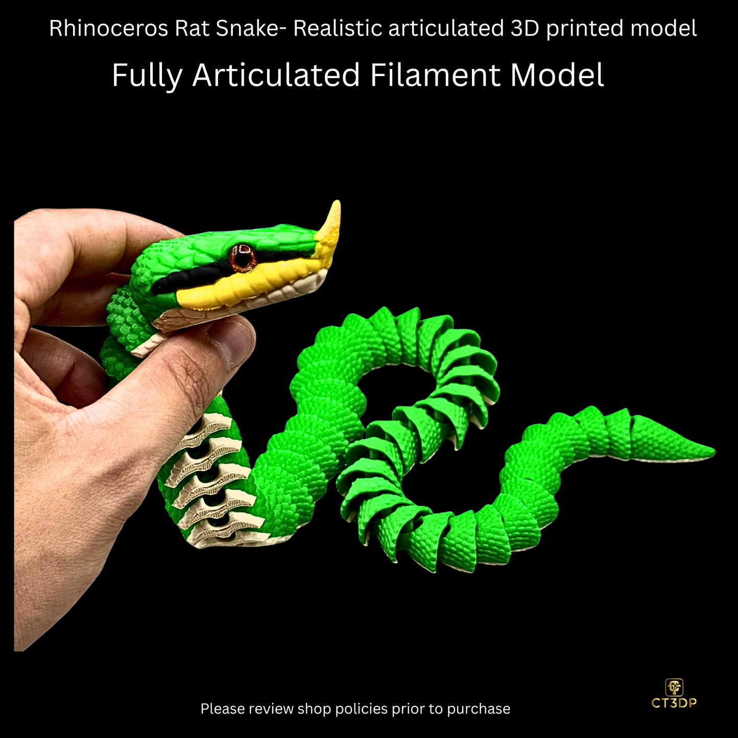 Realistic Filament Rhinoceros Rat Snake
