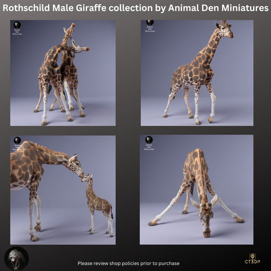 3D Giraffe Miniature Collection: African Animal Den Models
