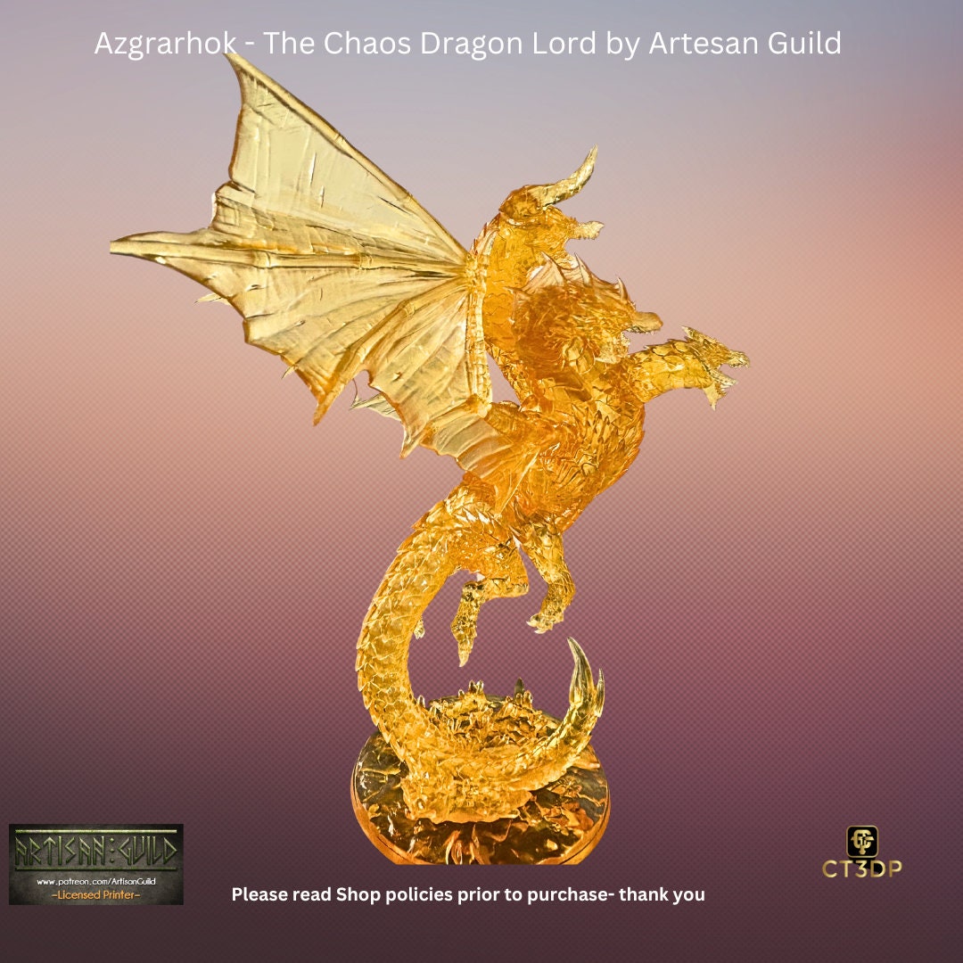 Chaos Dragon Lord Miniature: Azgrathok Model, Artisan Guild. This model comes in clear orange. No Need to paint