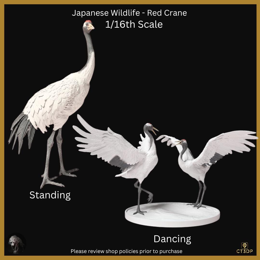 Japanese Wildlife collection- Red Crane-Japanese-Red Crane-Art-wildlife