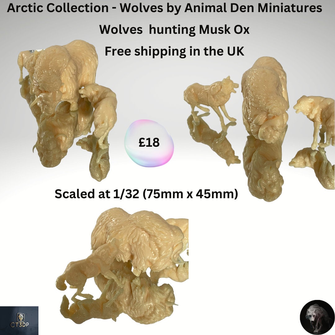 Fighting Wolves Miniature: Arctic Collection, 1/32 Scale