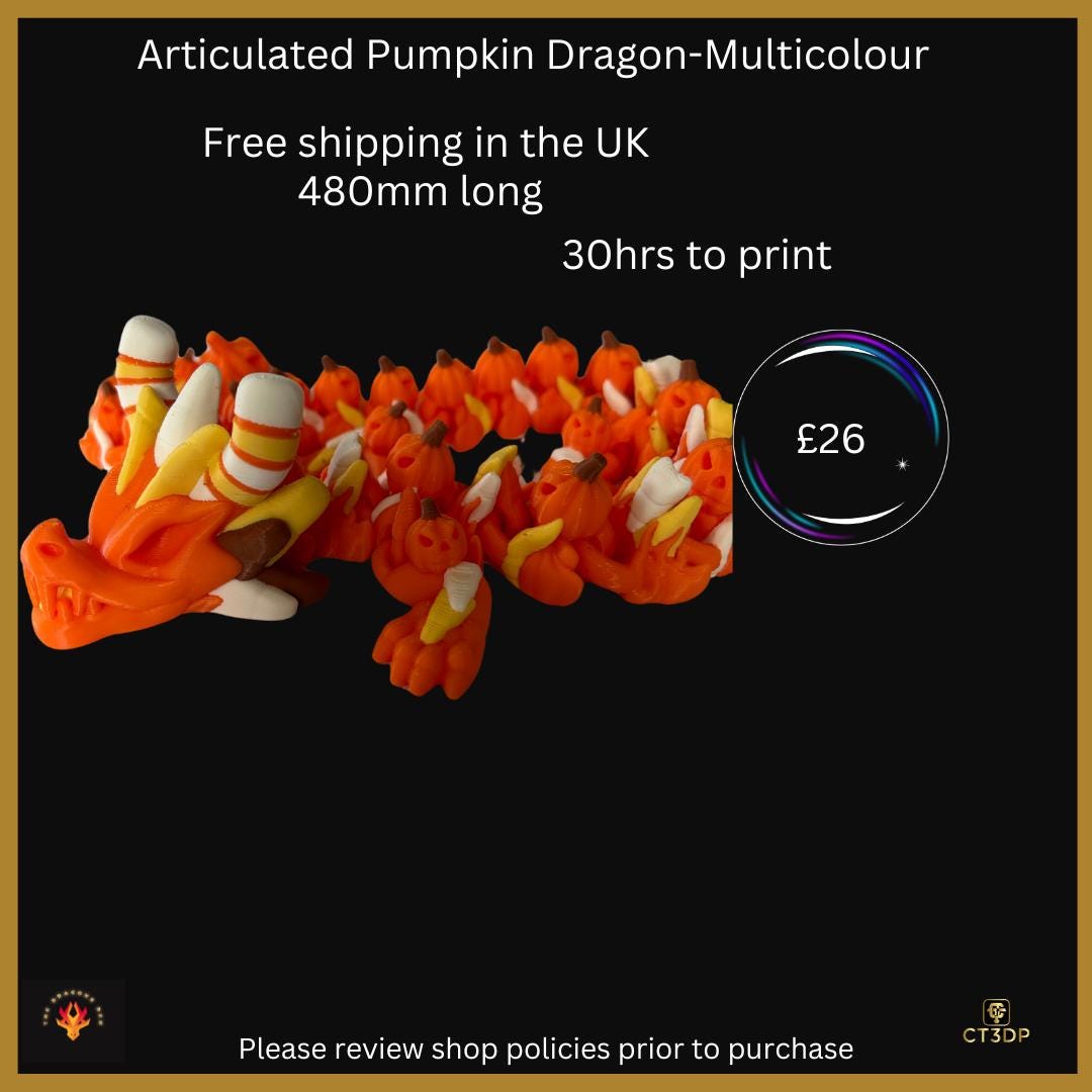 Articulated Pukin Dragon 480mm - Halloween