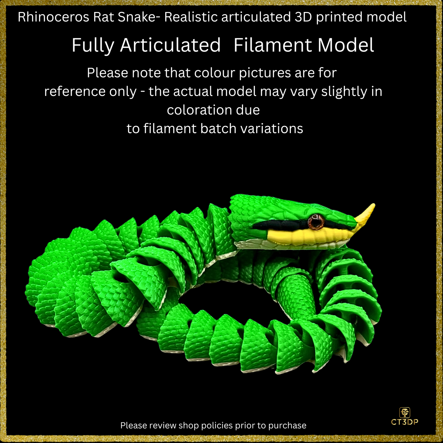 Realistic Filament Rhinoceros Rat Snake