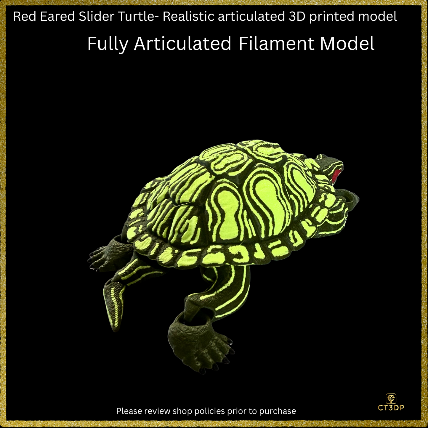 Realistic Filament Red Eared Slider Turtle
