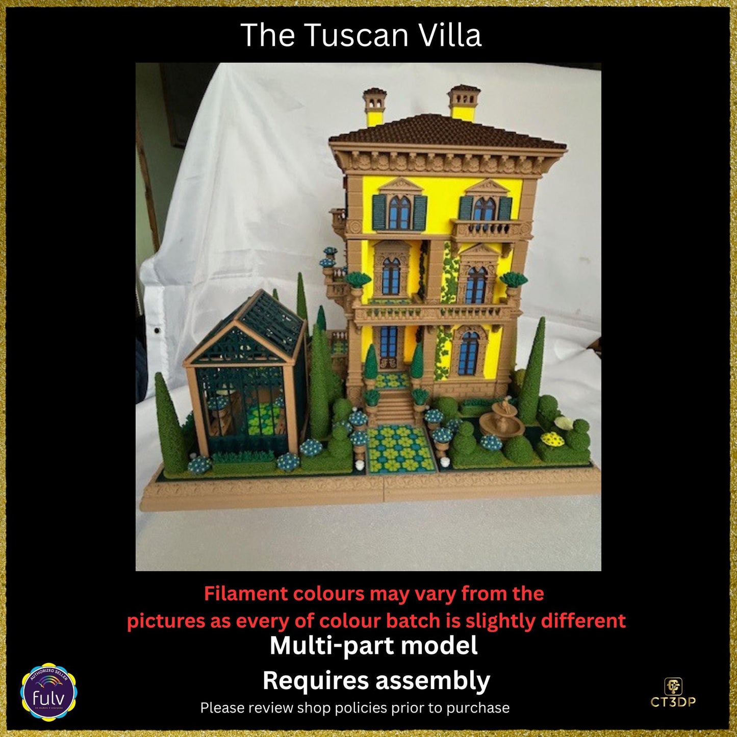 3D Printed Tuscan Villa Model Kit with Remote Lighting