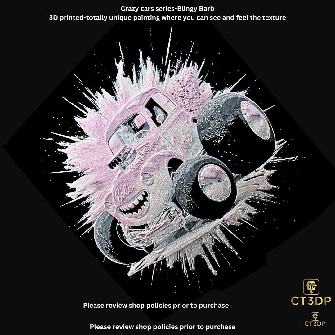 Crazy Cars - Here is Bling Barb-Super cool 3D printed picture of yet another iconic car