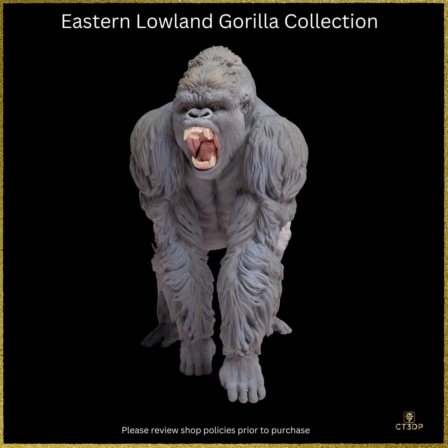 Miniature Eastern Gorilla Model- 3D printed with Hi-Resolution resin for outstanding details