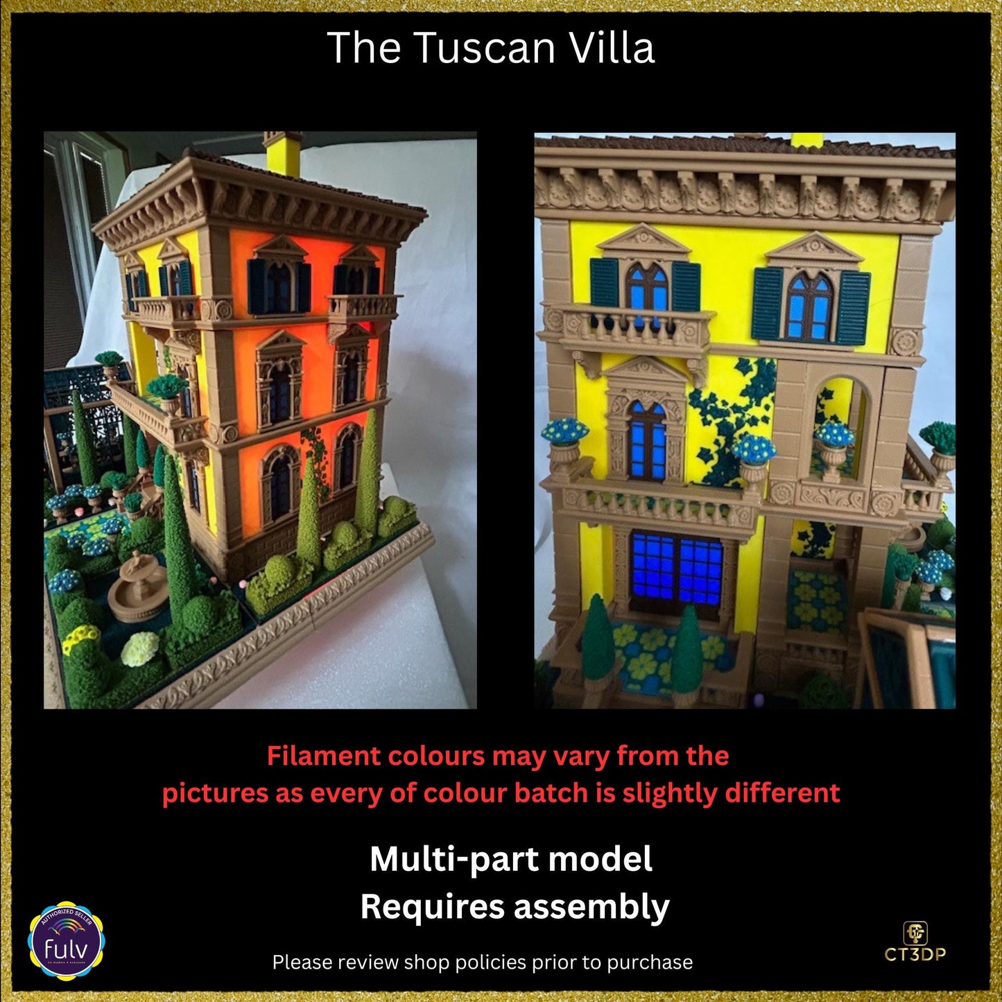 3D Printed Tuscan Villa Model Kit with Remote Lighting
