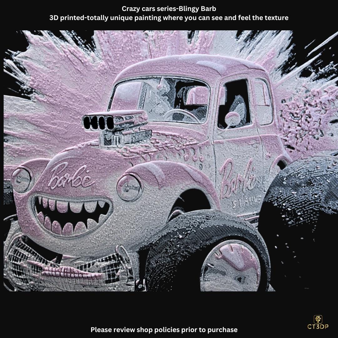 Crazy Cars - Here is Bling Barb-Super cool 3D printed picture of yet another iconic car