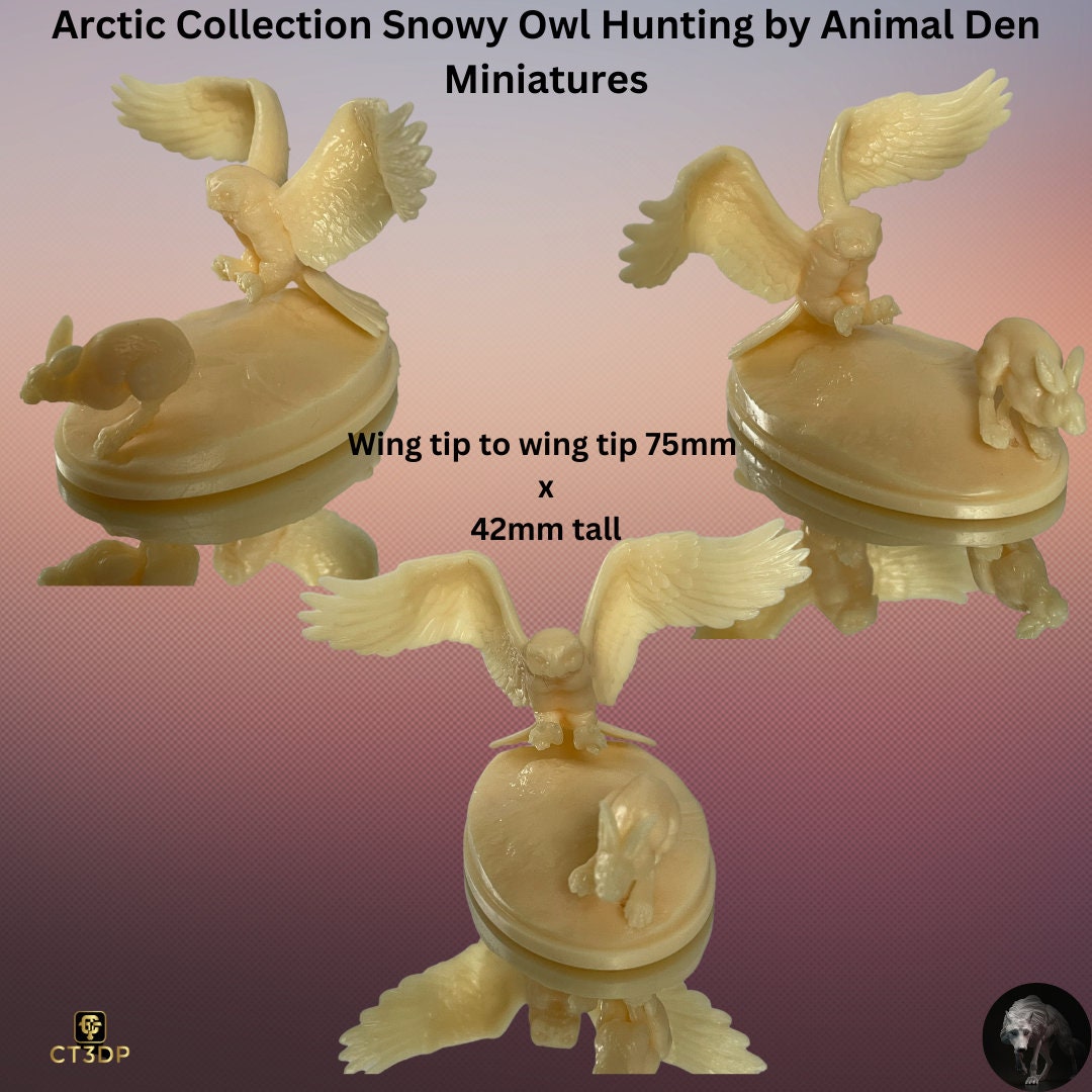 Snowy Owl Hunting Miniature: Arctic Collection, Animal Den Miniatures