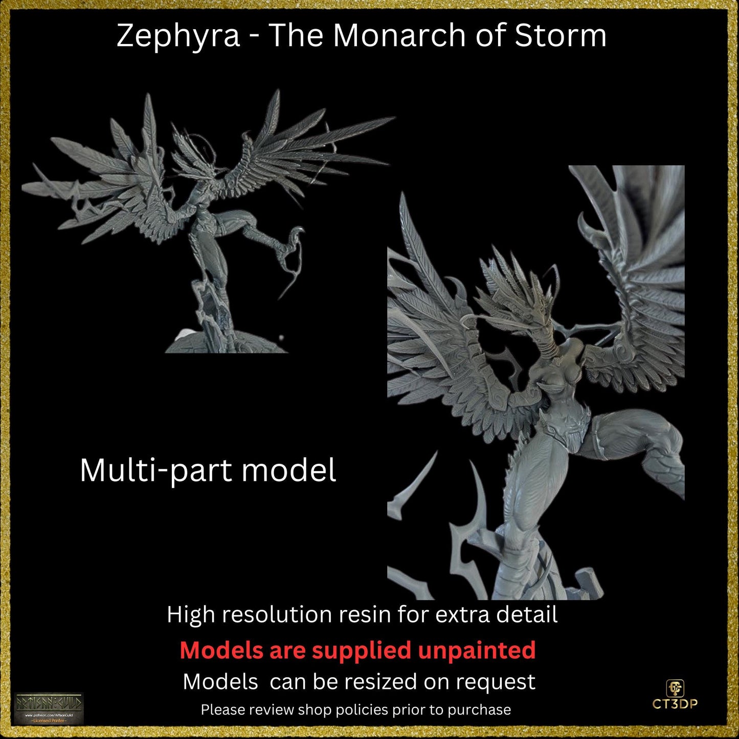 Zephyra Monarch of Storm: 3D Resin Printed Epic Boss Miniature