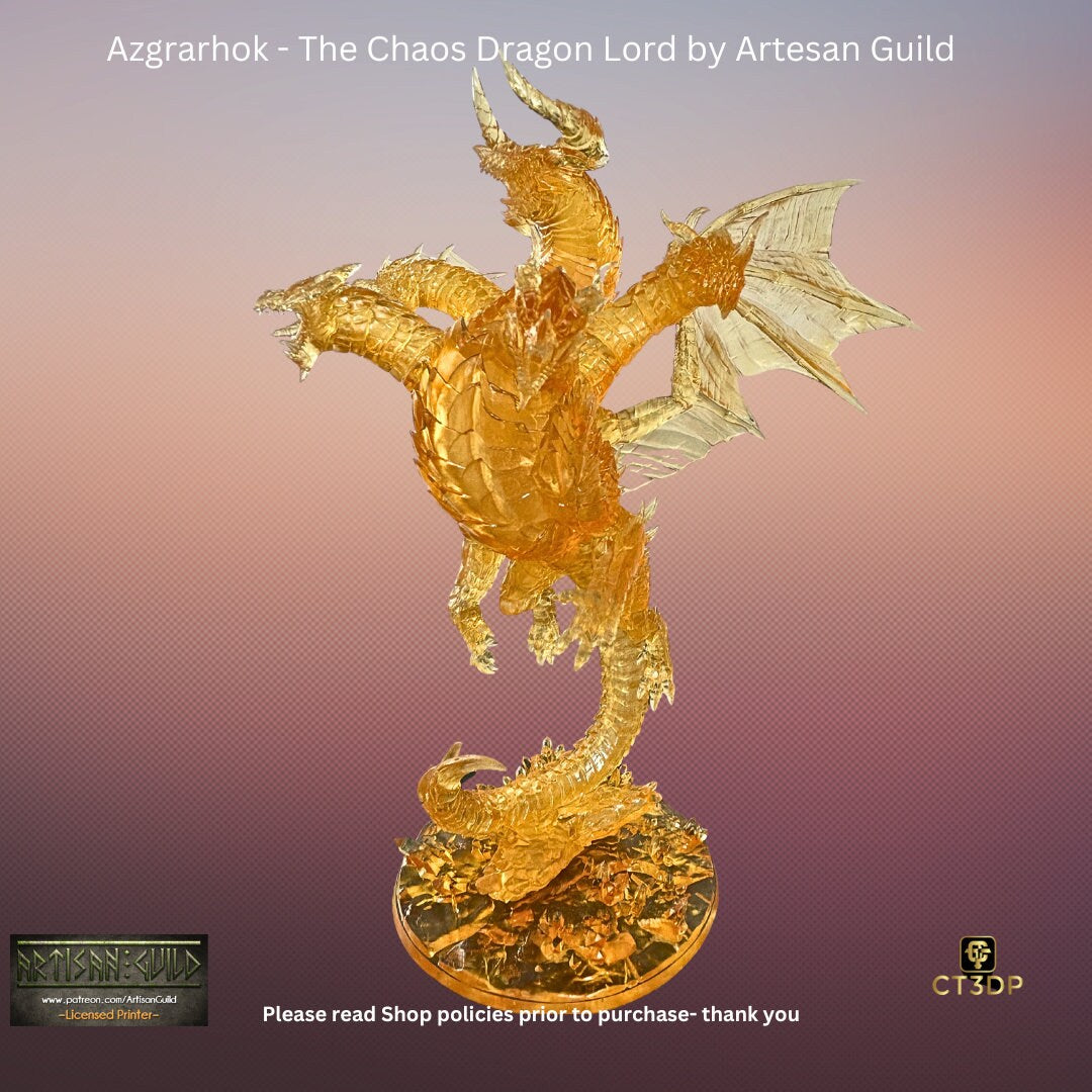 Chaos Dragon Lord Miniature: Azgrathok Model, Artisan Guild. This model comes in clear orange. No Need to paint