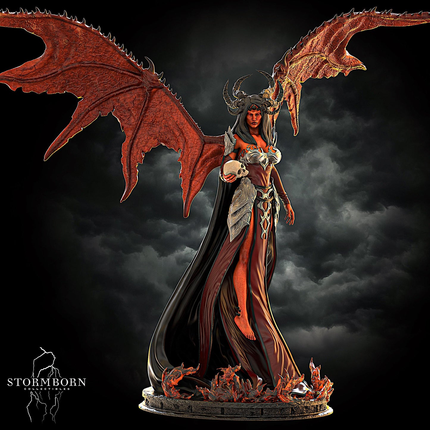 Nyxara Demon of the Night is a fearsome and Enigmatic Figure, haunting the dreams of mortals-Beautiful model sculpted by Stormborn Minis