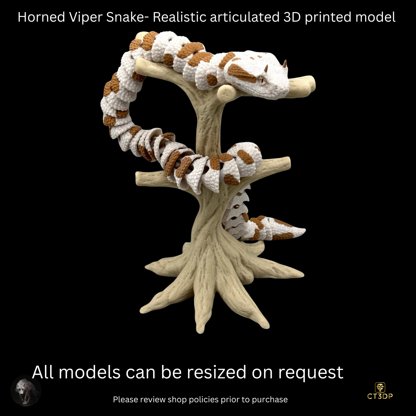 Realistic Filament Horned Viper Snake