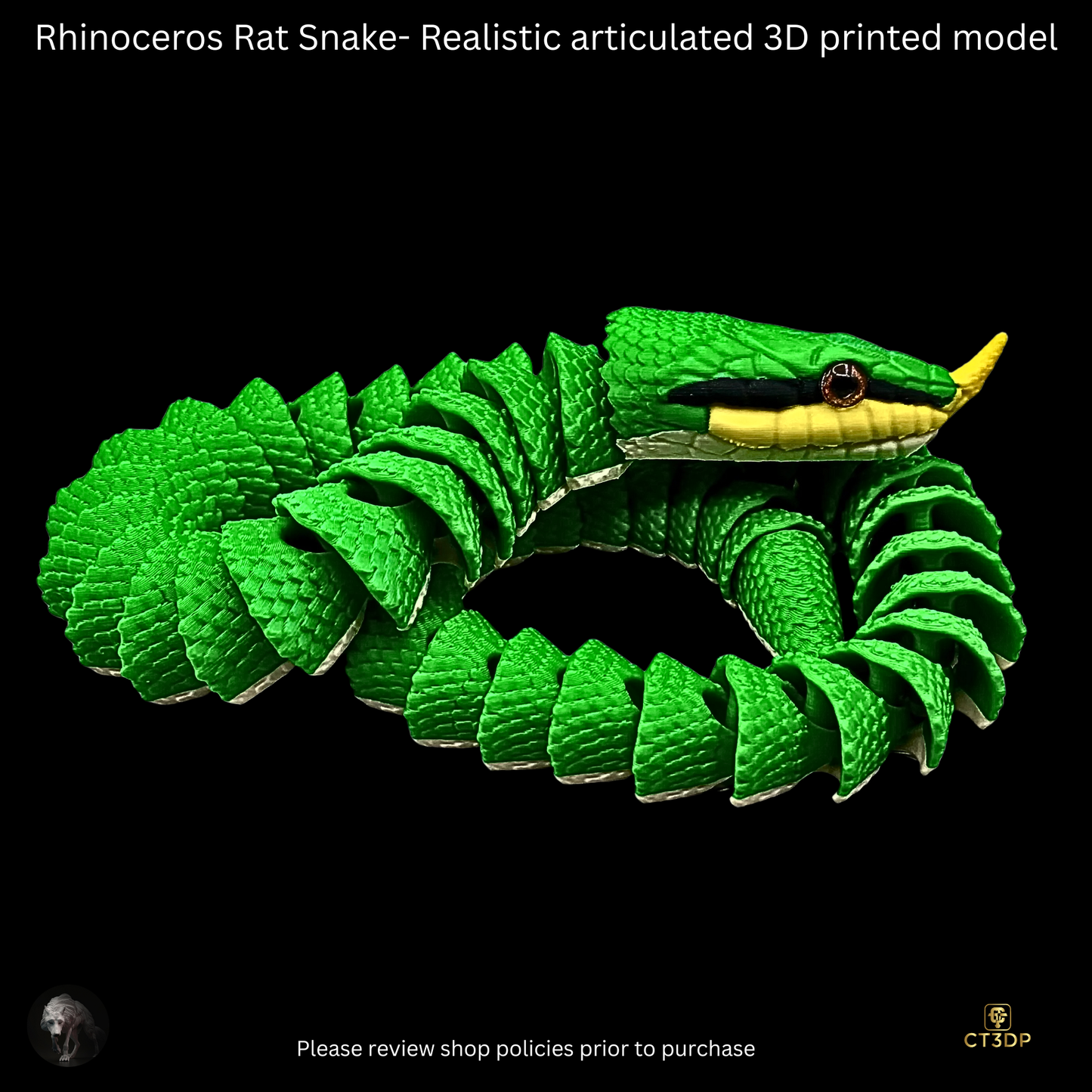 Realistic Filament Rhinoceros Rat Snake