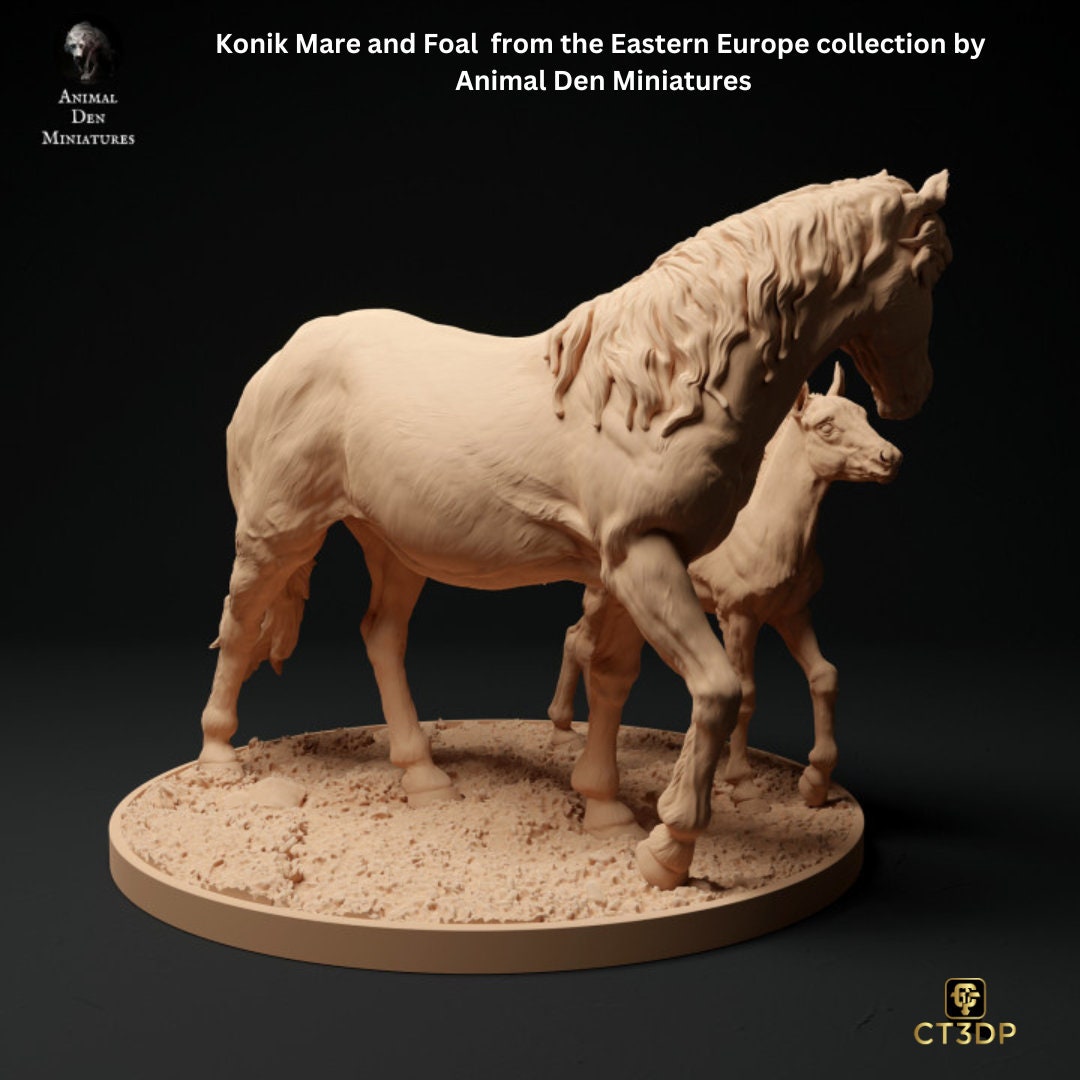 Konik Mare and Foal from the Eastern Europe Collection by Animal Den Miniatures