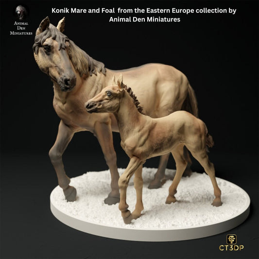 Konik Mare and Foal from the Eastern Europe Collection by Animal Den Miniatures
