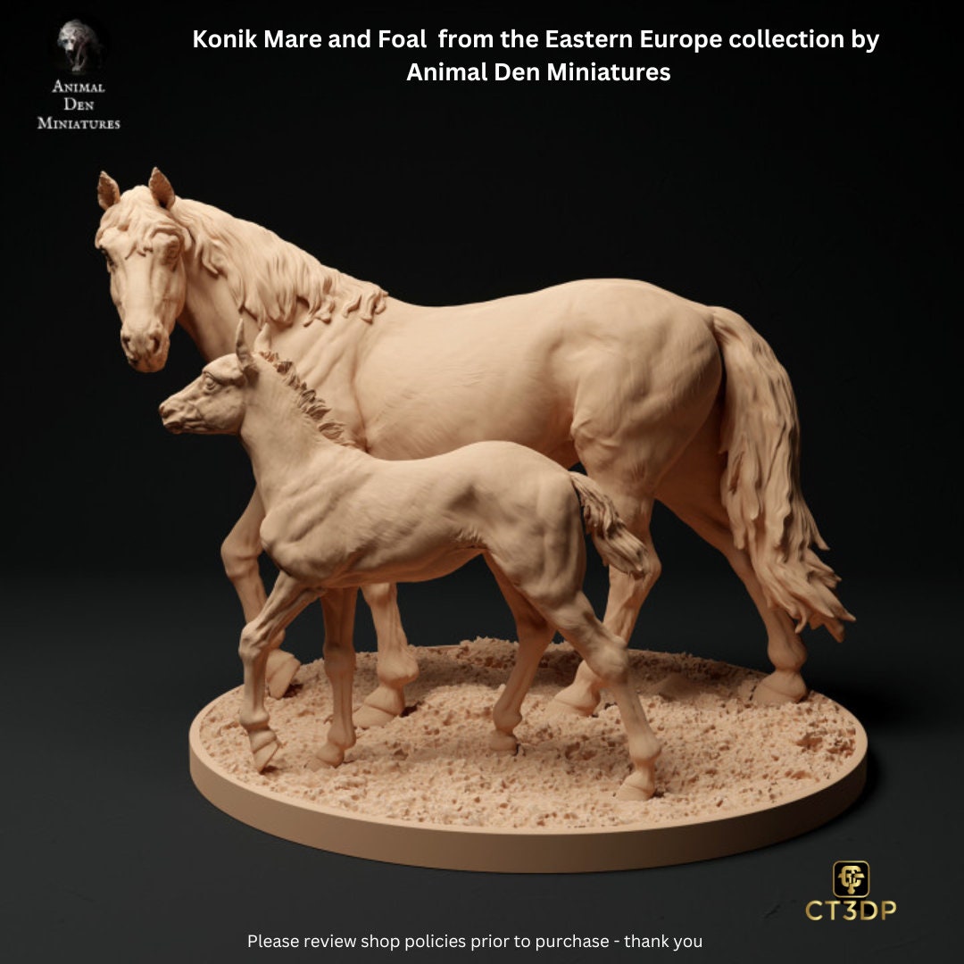 Konik Mare and Foal from the Eastern Europe Collection by Animal Den Miniatures
