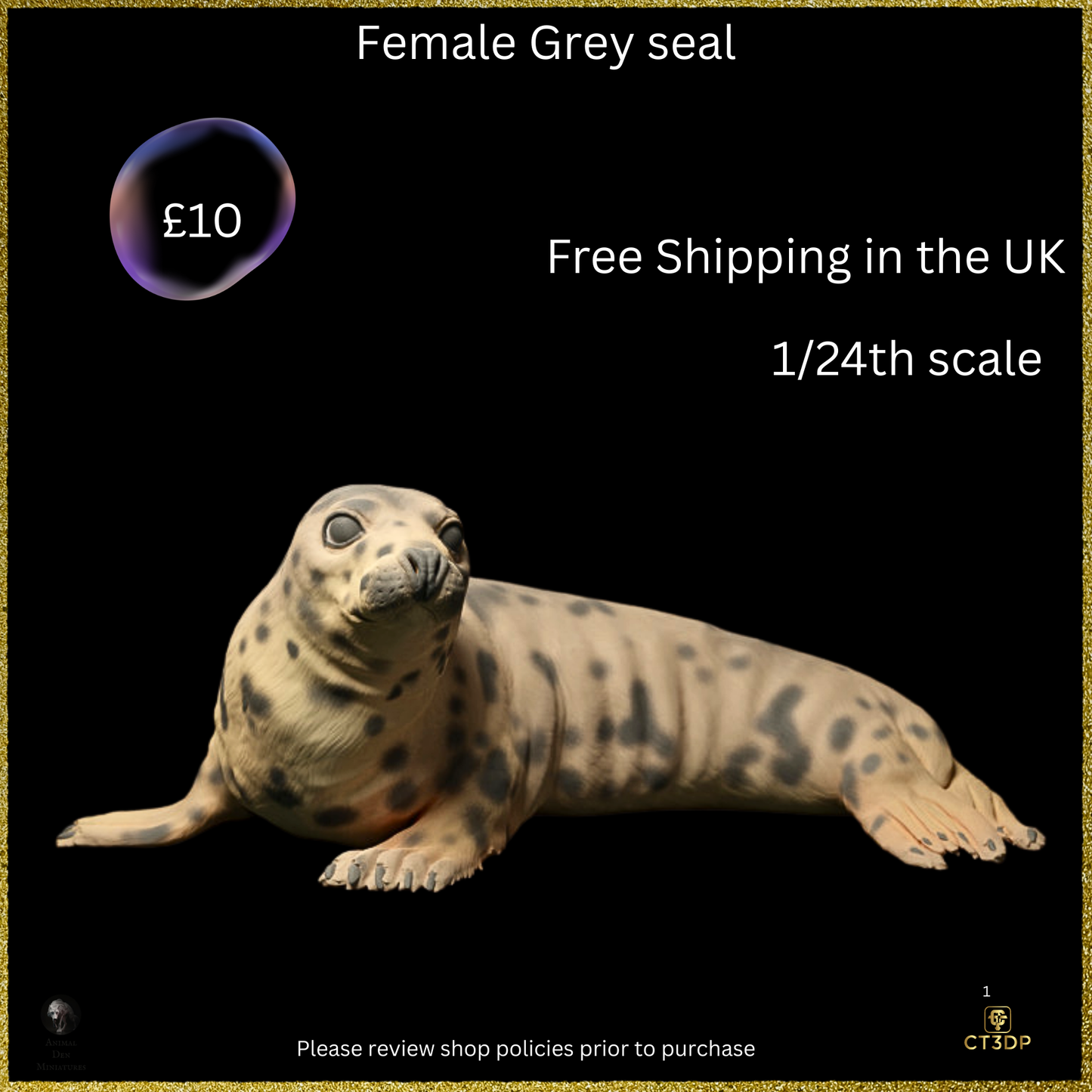 Female Grey Seal Miniature: Detailed Resin Print