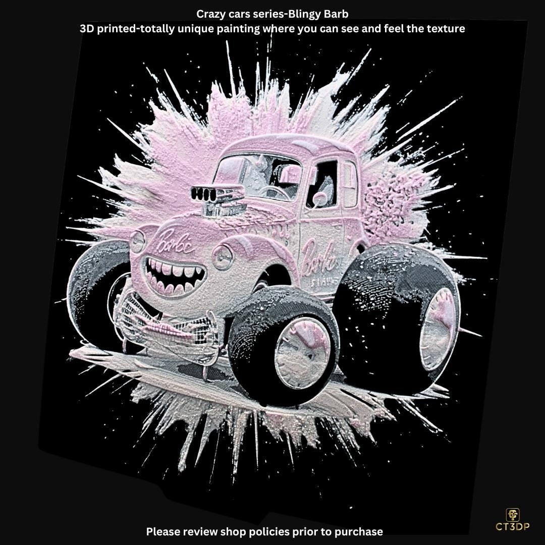 Crazy Cars - Here is Bling Barb-Super cool 3D printed picture of yet another iconic car