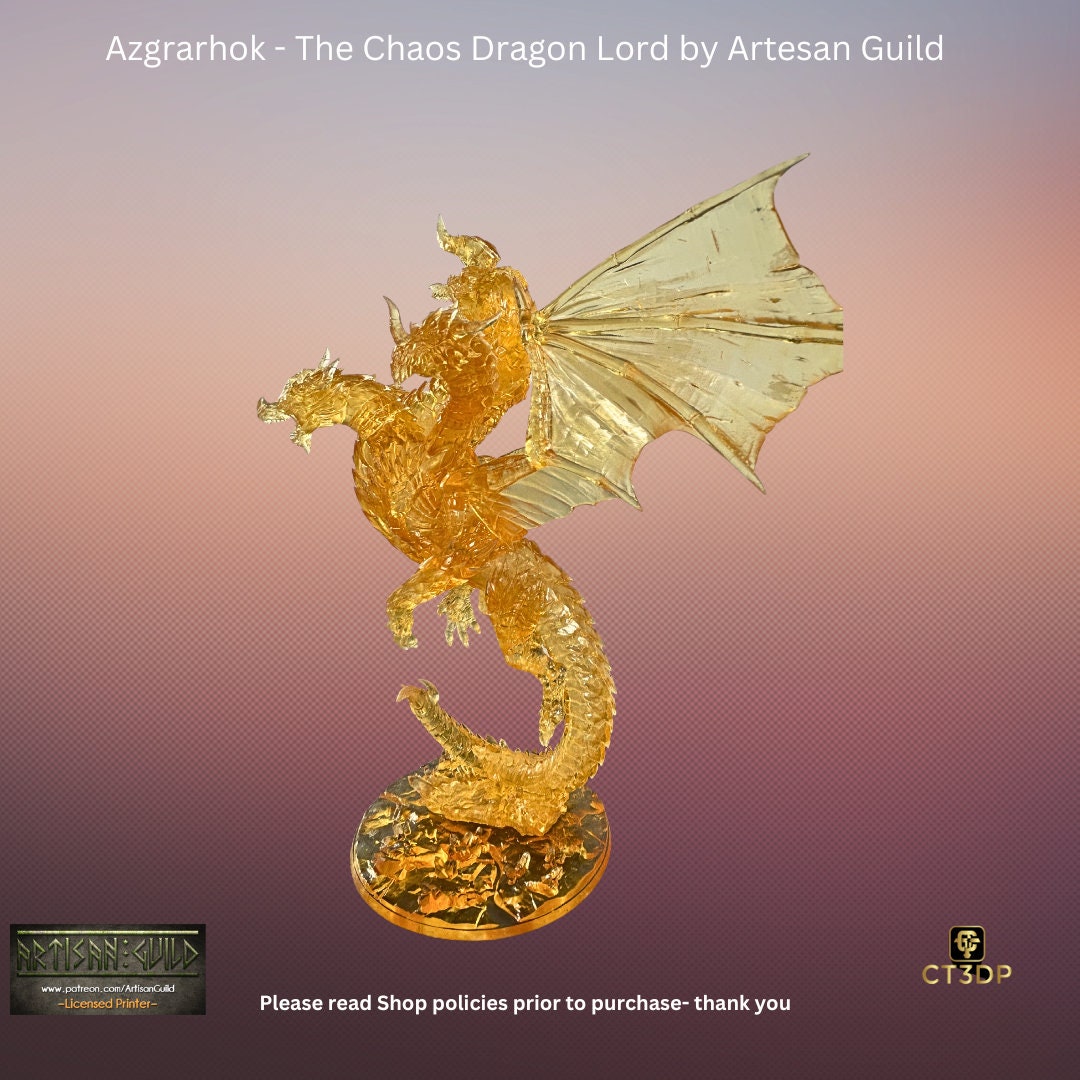 Chaos Dragon Lord Miniature: Azgrathok Model, Artisan Guild. This model comes in clear orange. No Need to paint