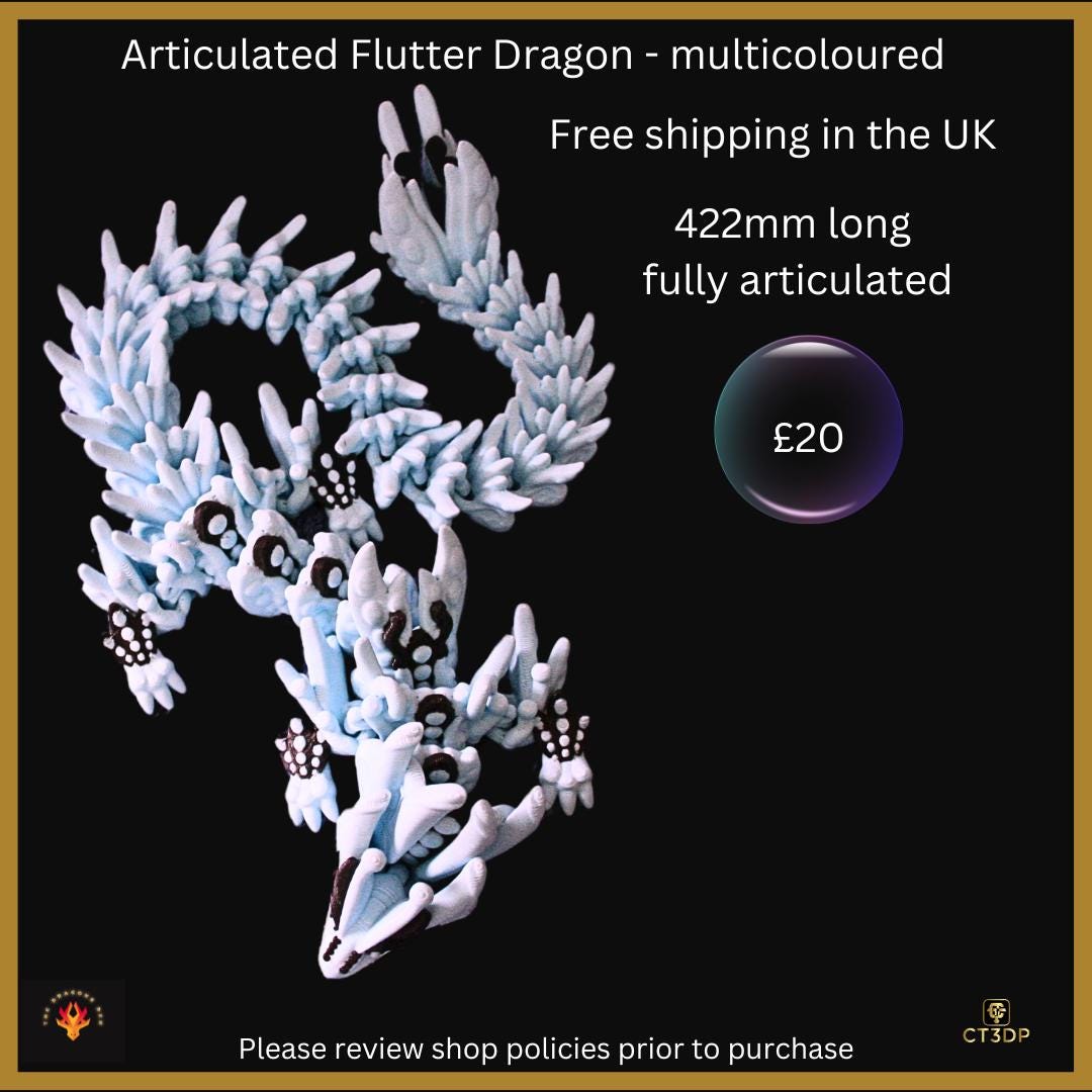 Multi-Coloured Articulated Flutter Dragon Model