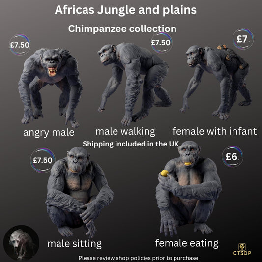 Africa Jungle and Plains Collection - Chimpanzees by Animal Den Miniatures