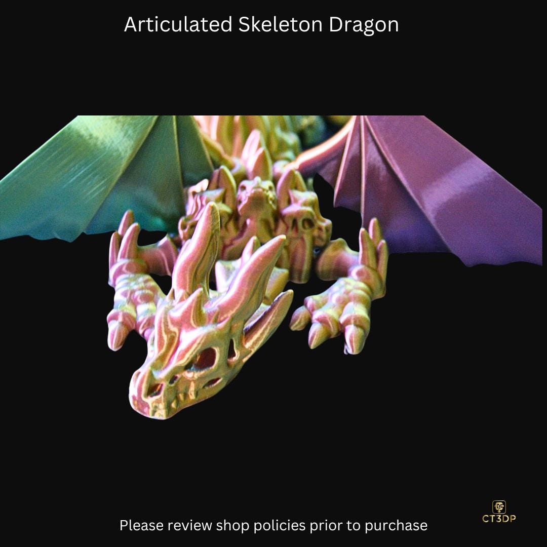 Articulated Skeleton Dragon - Tricolour Filament