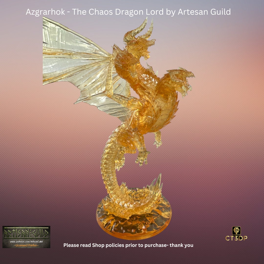 Chaos Dragon Lord Miniature: Azgrathok Model, Artisan Guild. This model comes in clear orange. No Need to paint