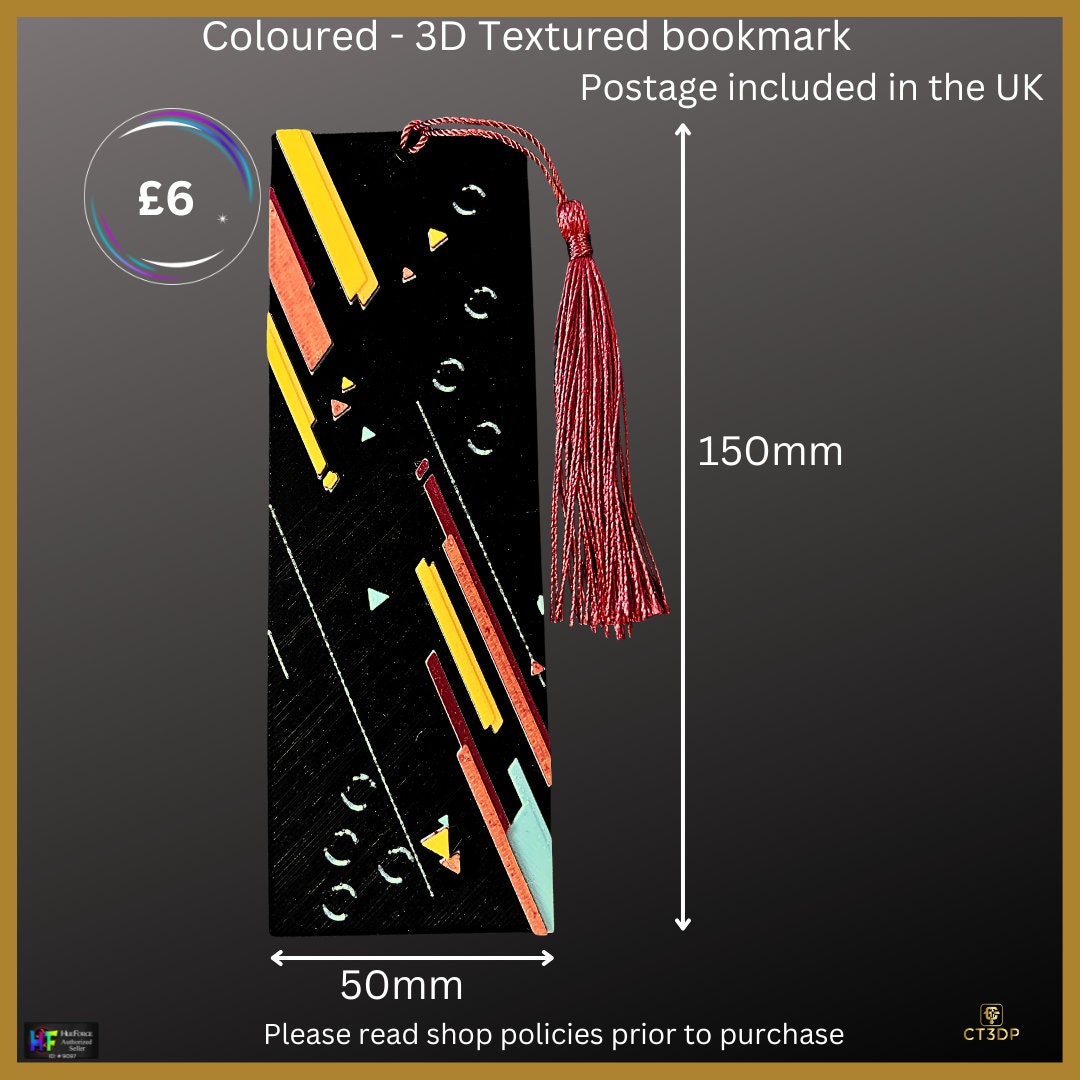 Textured 3D Printed Bookmark: Colorful Resin Bookmark