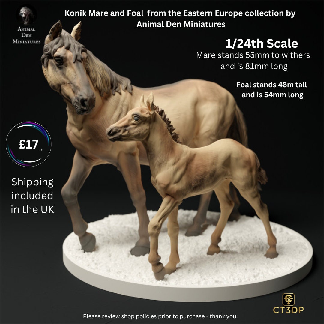 Konik Mare and Foal from the Eastern Europe Collection by Animal Den Miniatures