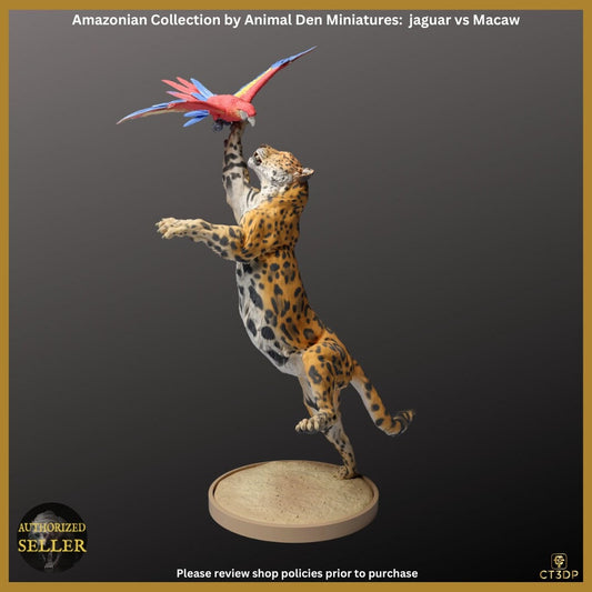 Jaguar vs Macaw Miniature: Amazon Animal Den Model