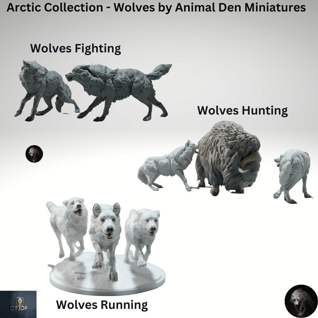 Fighting Wolves Miniature: Arctic Collection, 1/32 Scale