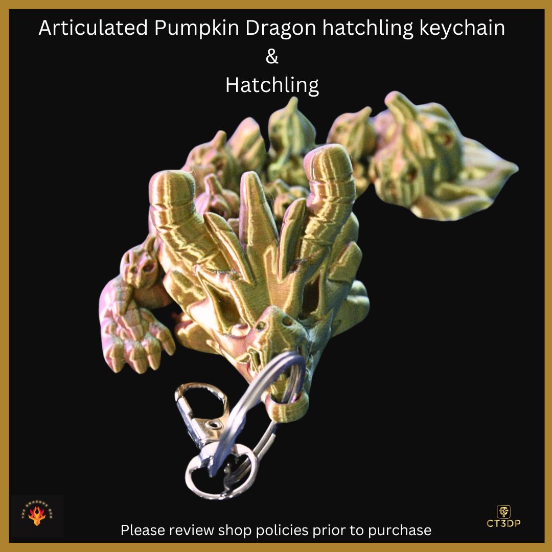 Articulated Pumpkin Dragon Hatchling & Keychain