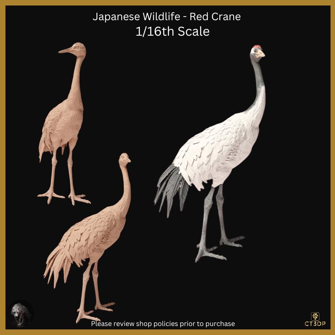 Japanese Wildlife collection- Red Crane-Japanese-Red Crane-Art-wildlife