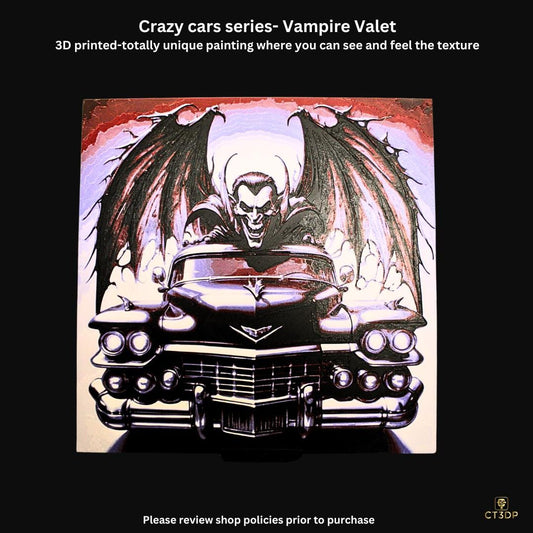Crazy Cars- Vampire Valet -A 3D Printed painting of an unusual Car - fully 3D and great texture