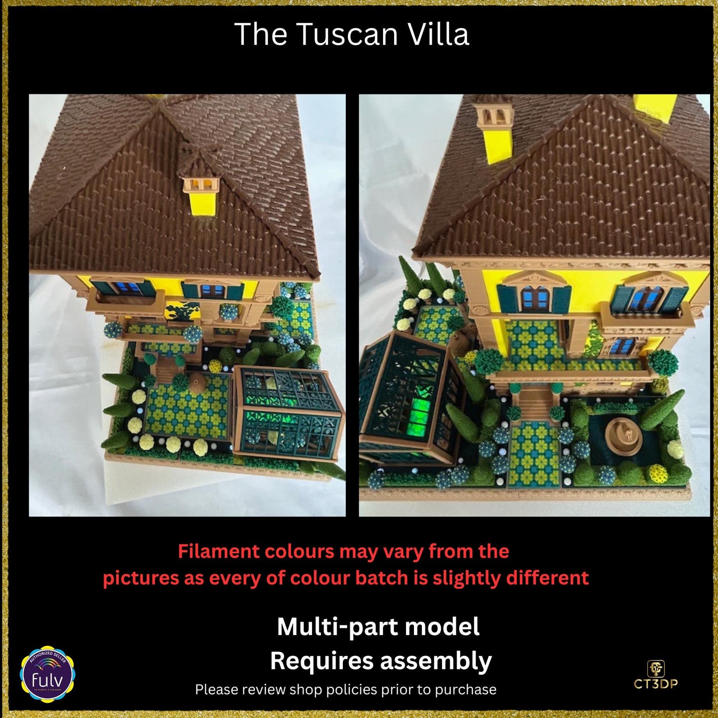 3D Printed Tuscan Villa Model Kit with Remote Lighting