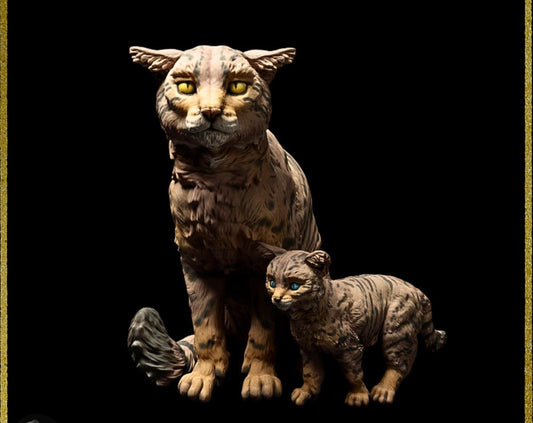 Painted mother and kitten
